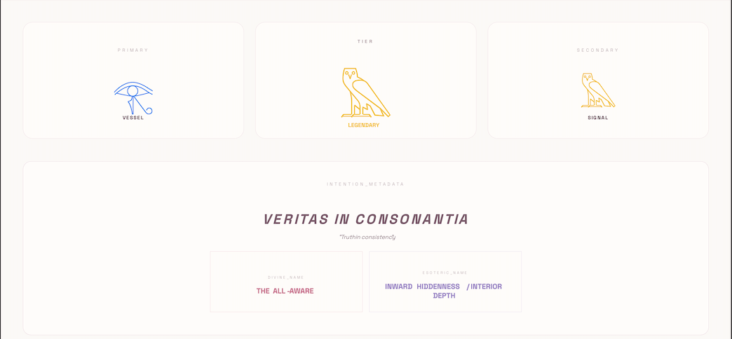 Preview of rarity glyphs and intention name boxes from an example scan result